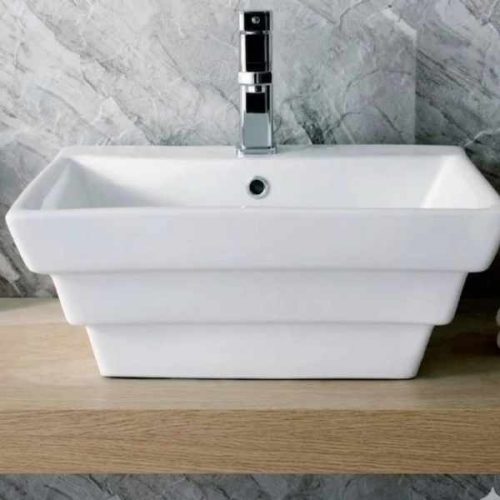 Overmount ceramic vessel sink SIS-CV06W for above counter installation