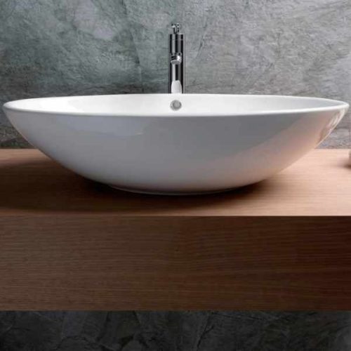 Overmount ceramic vessel sink SIS-CV07W for above counter installation