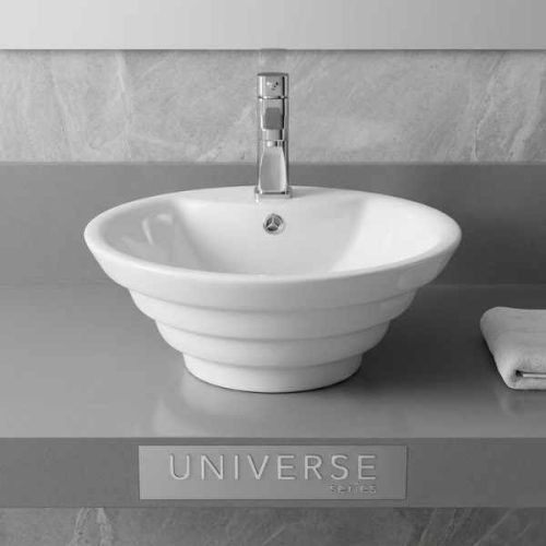 Overmount ceramic vessel sink SIS-CV08W for above counter installation