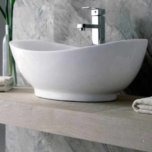 Overmount ceramic vessel sink SIS-CV09W for above counter installation
