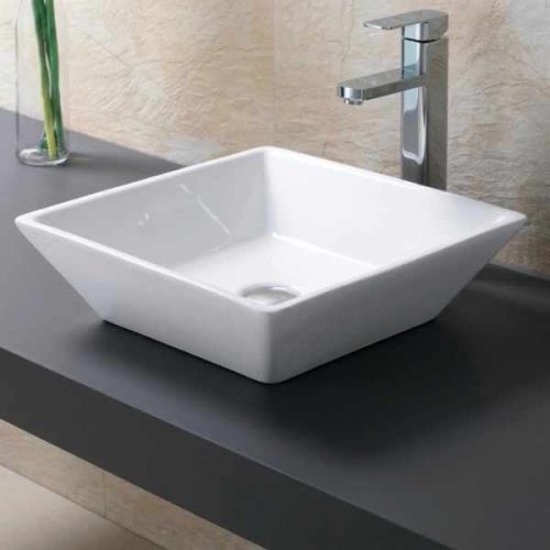Overmount ceramic vessel sink SIS-CV10W for above counter installation
