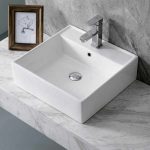 Overmount ceramic vessel sink SIS-CV11W for above counter installation
