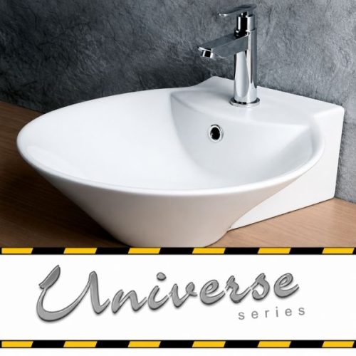 Overmount ceramic vessel sink for above counter installation