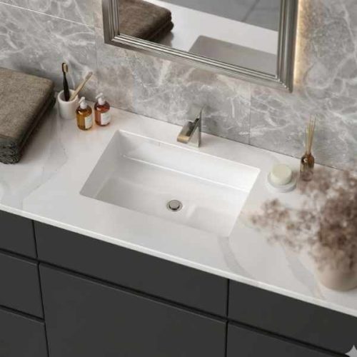 Pelican PL-1647-White ADA porcelain undermount bathroom sink