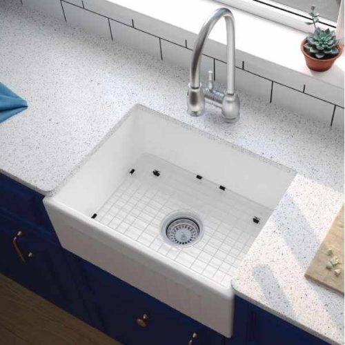 Pelican PL-FC2418SB White reversible fireclay farmhouse kitchen sink