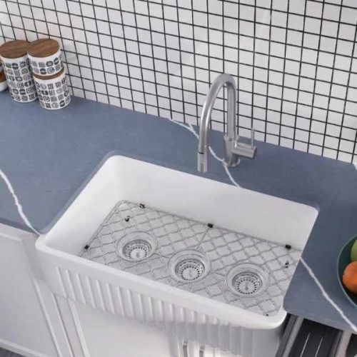 Pelican PL-FC3018SB White reversible fireclay farmhouse kitchen sink