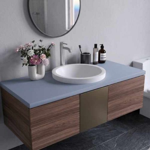 Pelican PL-3086-White Shell Series porcelain semi-recessed bathroom sink
