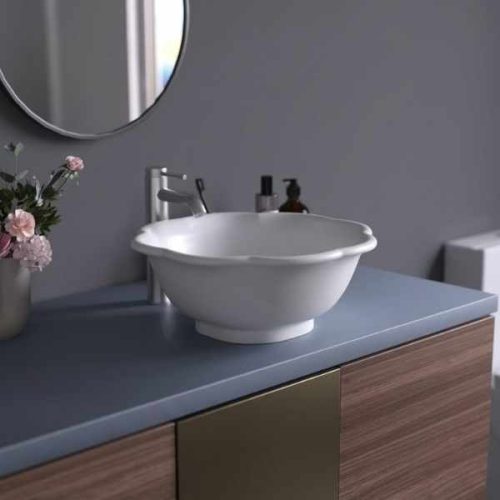 Pelican PL-3053-White Shell Series porcelain vessel bathroom sink