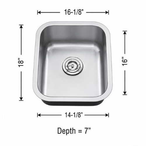 Small single bowl undermount kitchen sink in 18 gauge stainless steel