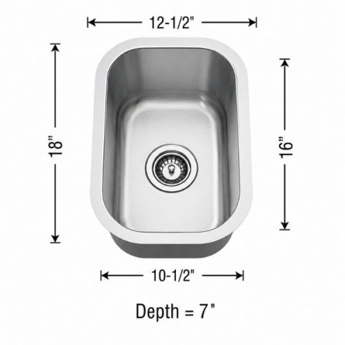 Small single bowl undermount kitchen sink in 18 gauge stainless steel