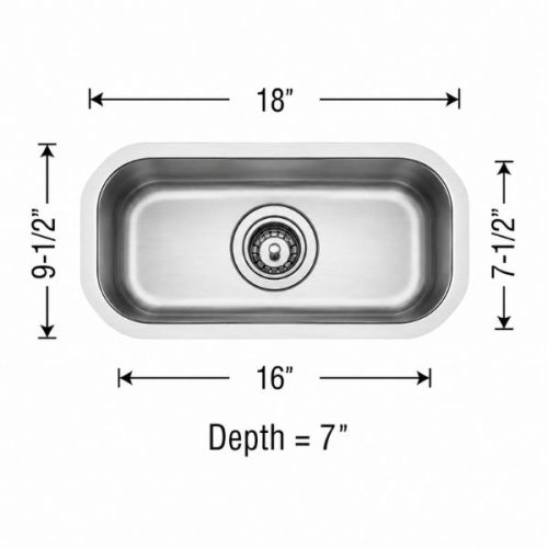 Small single bowl undermount kitchen sink in 18 gauge stainless steel