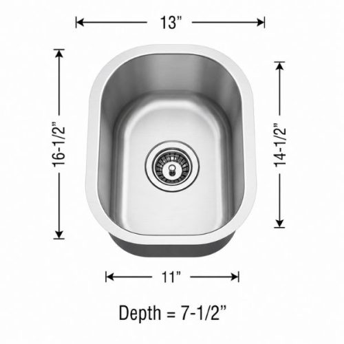 Small single bowl undermount kitchen sink in 18 gauge stainless steel