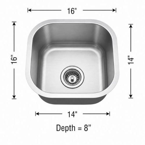 Small single bowl undermount kitchen sink in 18 gauge stainless steel