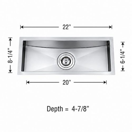 Small single bowl undermount sink in 18 gauge stainless steel with satin finish