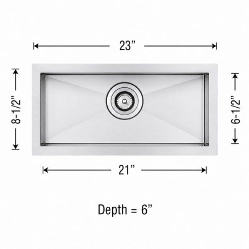 Small single bowl undermount sink in 18 gauge stainless steel with satin finish