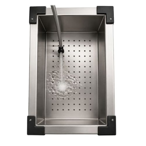 Stainless Steel Colander for rinsing fruit and produce in the sink