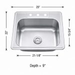 Top mount single bowl sink in 18 gauge stainless steel