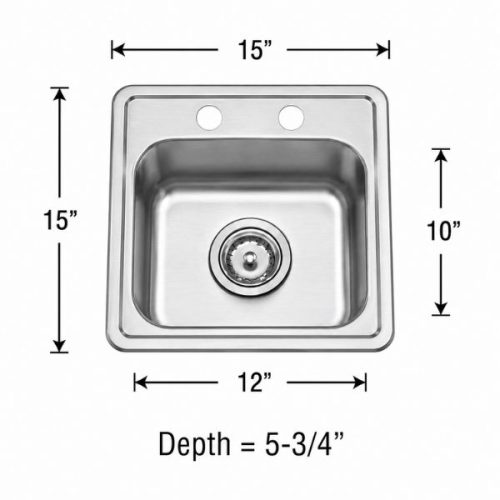 Small single bowl kitchen sink in 18 gauge stainless steel