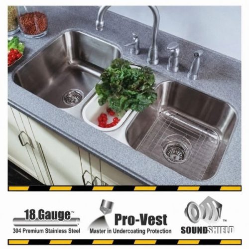 TRIANGULUM triple bowl undermount kitchen sink in stainless steel