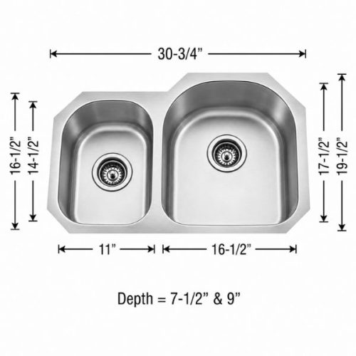 Undermount double bowl sink in 18 gauge stainless steel