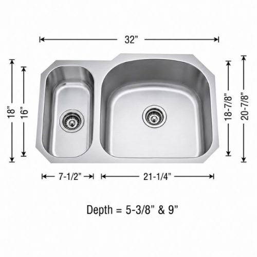 Undermount double bowl sink in 18 gauge stainless steel
