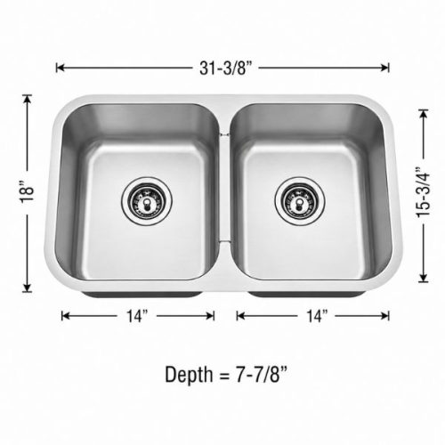 Undermount double equal bowl sink in 18 gauge stainless steel