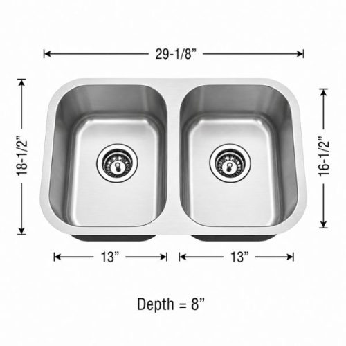 Undermount double equal bowl sink in 18 gauge stainless steel