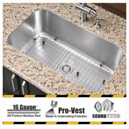 URSA big single bowl undermount kitchen sink in 16 gauge stainless steel with satin finish