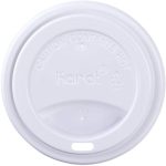 White Plastic Dome Lid for 10 to 24 oz paper hot cups
