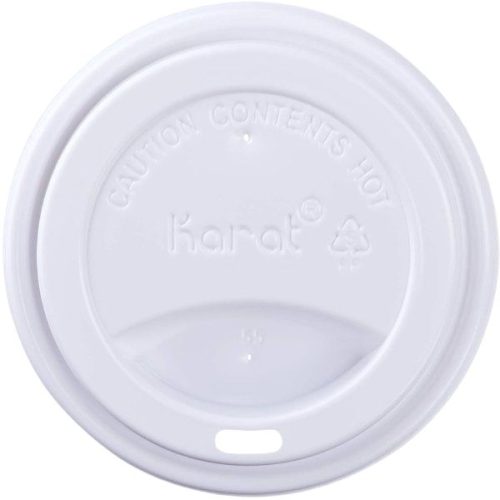 White Plastic Dome Lid for 10 to 24 oz paper hot cups
