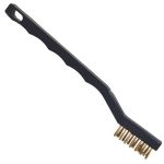 Wire-tooth brush for cleaning tight spaces around ceramic tile