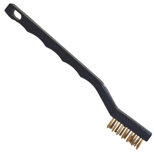 Wire-tooth brush for cleaning tight spaces around ceramic tile