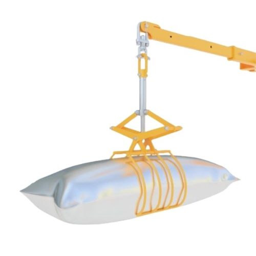 Abaco Bag Gripper Automatic 600 lifting a large material bag with a hoist