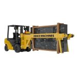 Angled view of ABACO Container Bundle Slab Loader M2 with telescopic lifting tubes