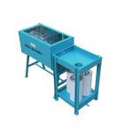 Angled view Abaco Sludge Dehydrator Machine 114 with tank, filter bags, and support frame