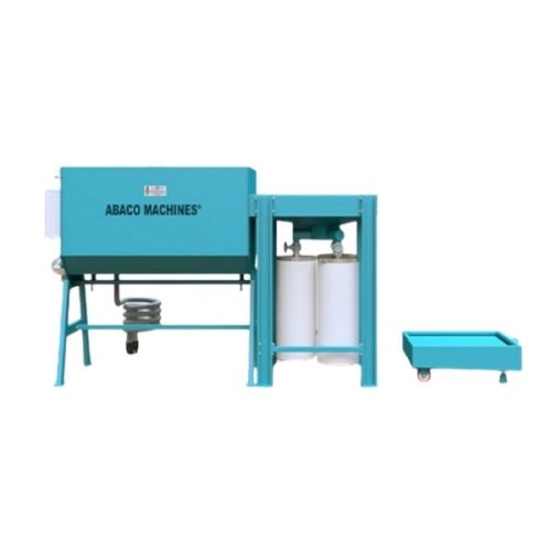 Front view Abaco Sludge Dehydrator Machine 114 with dual filter bags and removable water tray