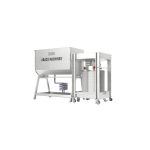 Rear view of Abaco Sludge Dehydrator Machine 114 Galvanized with control panel and pump assembly