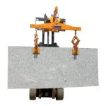 ABACO Spreader Bar M4 mounted on a forklift while lifting a stone slab