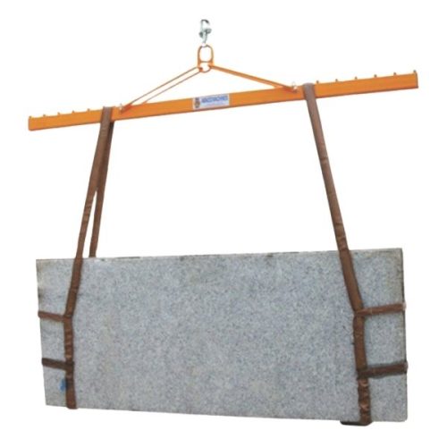 ABACO Spreader Bar M6 lifting a large stone slab with two straps