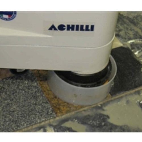 Achilli LM/30-CE detail showing Frankfurt abrasive plates and polishing attachments