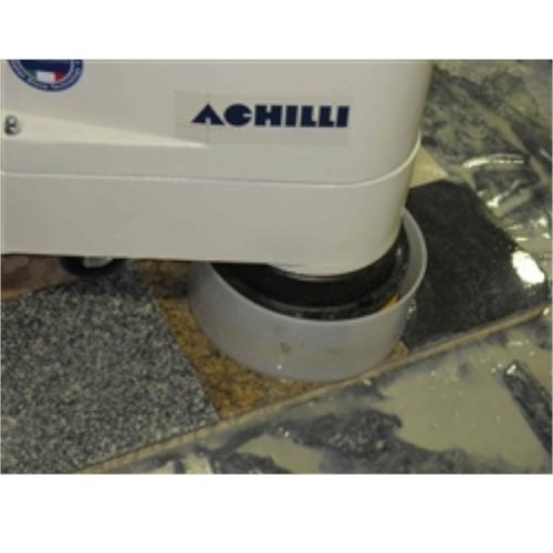 Achilli LM/30-VE detail showing Frankfurt abrasive plates and polishing attachments