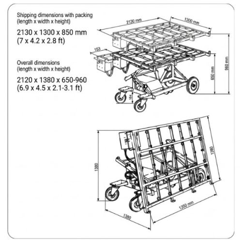 Achilli SC500 PC dimensions view showing control panel and slab handling system