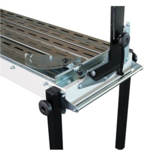 Achilli TAG PL 200 detail view showing miter cutting rail and table support