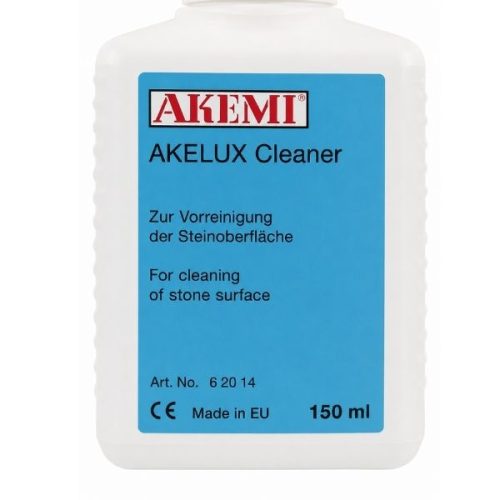 Akemi AKELUX Cleaner close-up showing cleaner bottle and label