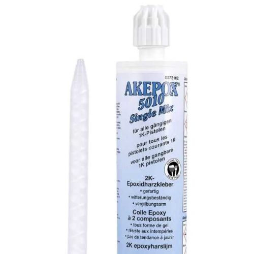 AKEMI AKEPOX 5010 Single Mix close-up showing adhesive cartridge and label