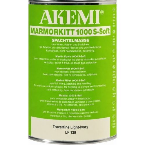Akemi Marmokitt 1000 S-Soft Travertine close-up container label and packaging