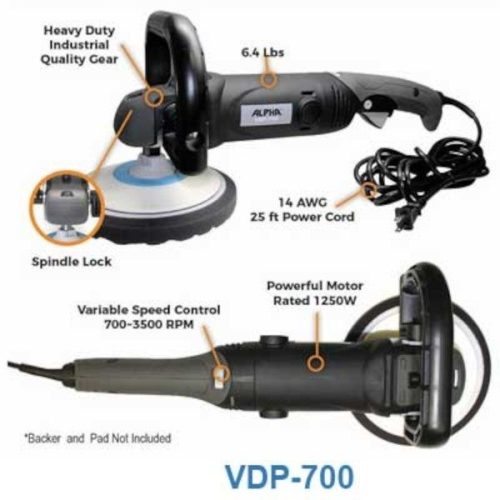 Alpha Pool Coping Kit VDP-700 polisher with labeled controls and features