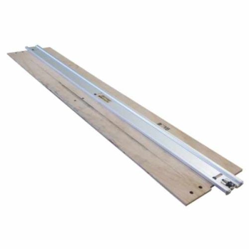 Angled view showing Alpha Spike Ruler SPR100 with aluminum ruler and wood base