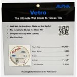 Alpha Vetro for Portable Rail Saw packaging with blade specifications