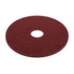 Brightline Maroon Chemical Free Stripping Pads angle view with maroon pad texture and circular floor pad edge